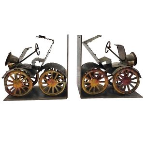 Vintage Unique Rustic Car Bookends Metal Antique Style Car Automobile Jalopy